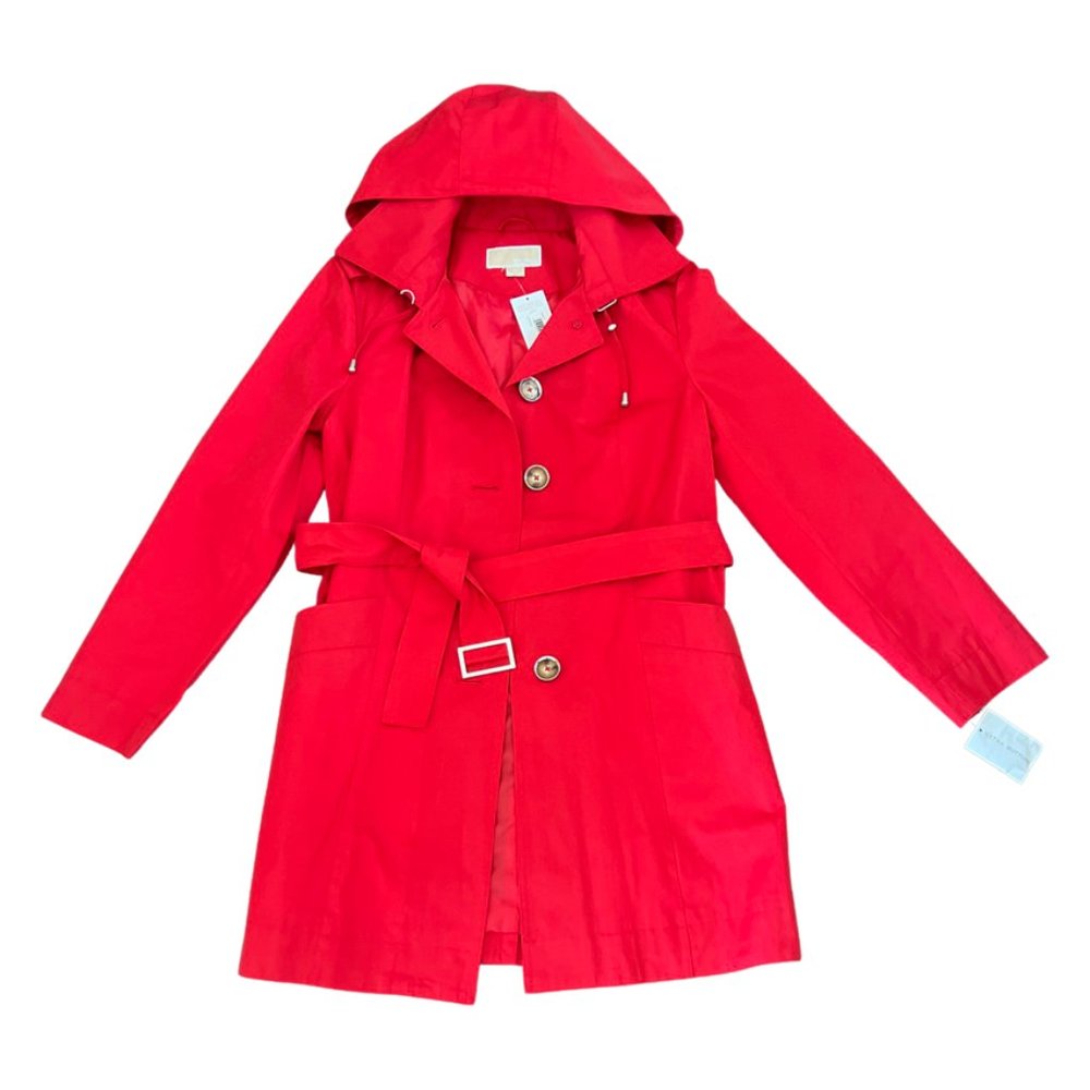 Michael Kors Red Rain Trench w/hood and belt - NWT - Size M